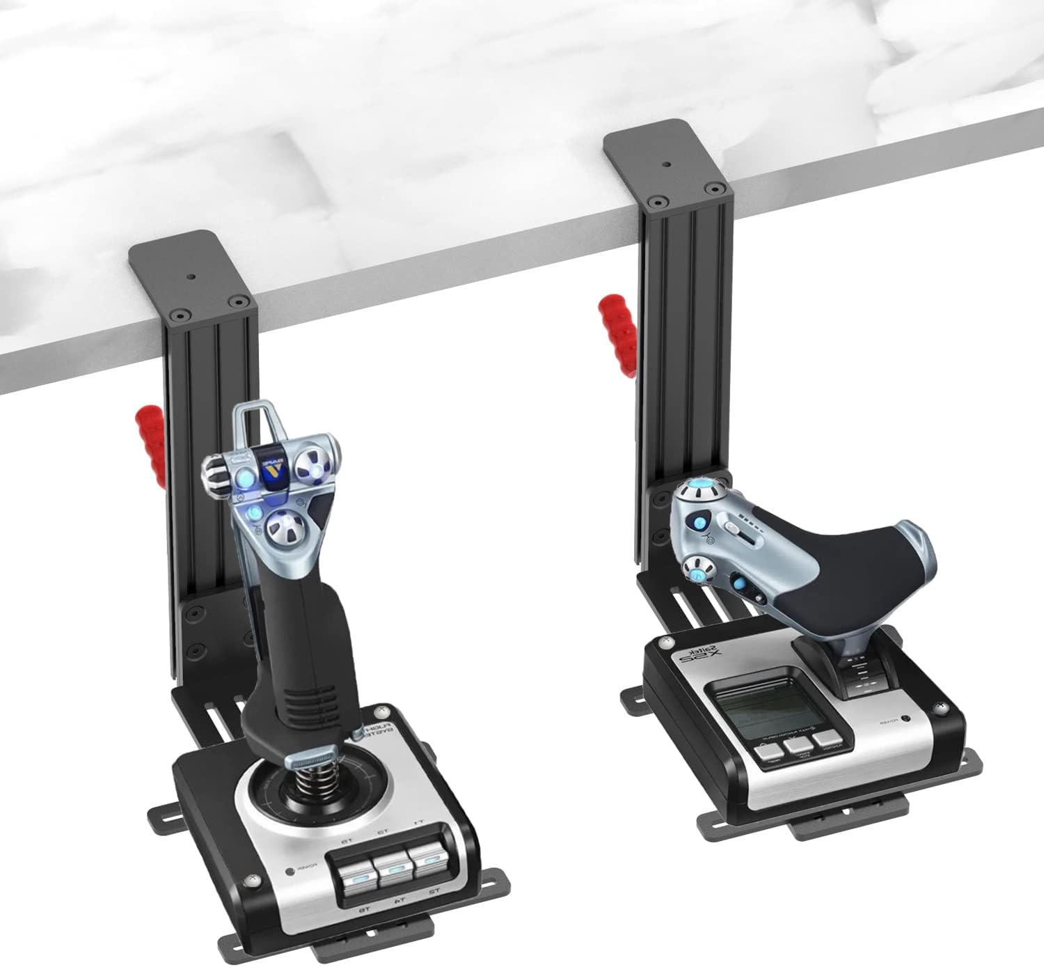Hikig Desk Mount for Joystick and HOTAS - Compatible With Logitech X52/X52 Pro/X56/X56 Rhino, Thrustmaster T. Flight/T.16000M FCS/TCA Officer Pack Airbus Edition, VKB - 2 Pack