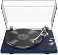 Turntables Belt-Drive Record Player with Wireless Output Connectivity Vinyl Player 33&45 RPM Speed Phono Line Output USB Digital to PC Recording ATN3600L MM Cartridge&Counterweight Dark Blue