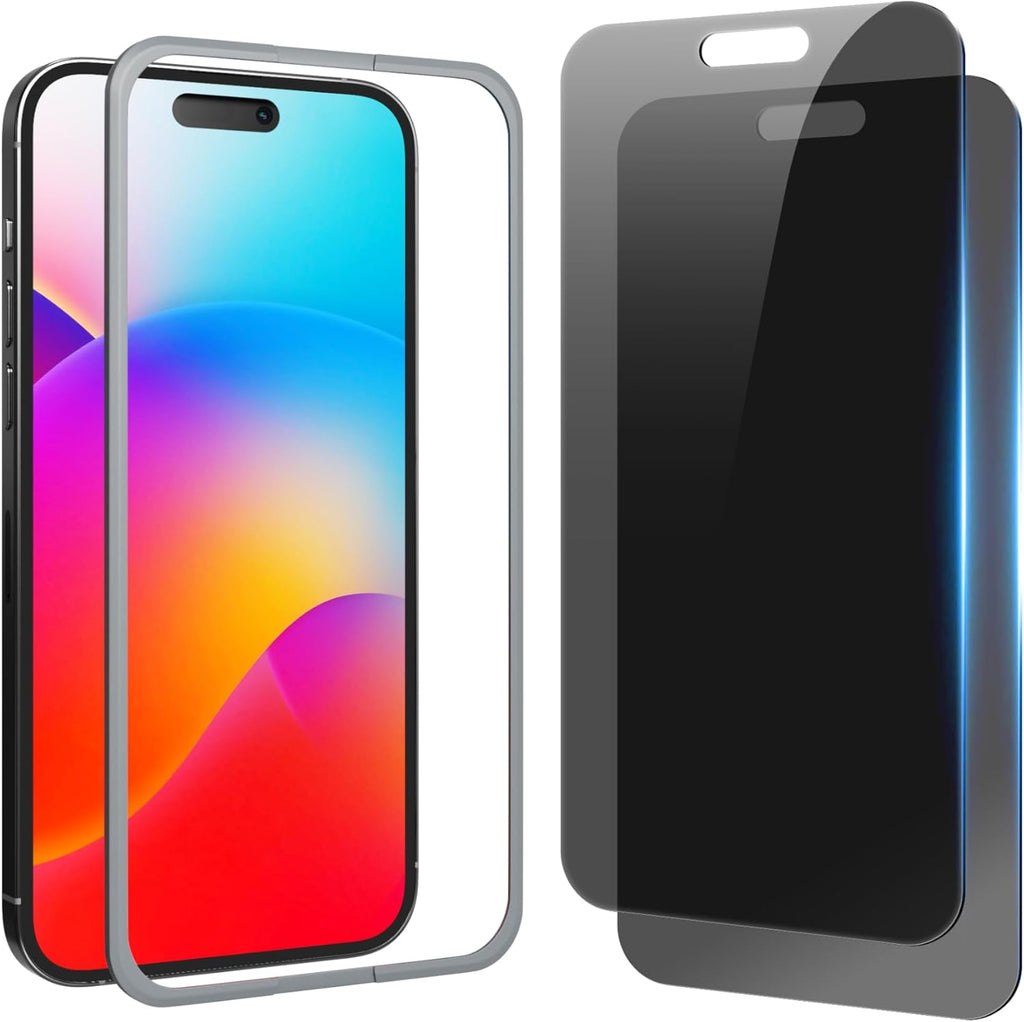 Compatible for iPhone 15 Pro Max Privacy Screen Protector 6.7 inch, Anti Spy Anti Blue Light HD Tempered Glass Screen Protector Easy Installation, Case Friendly, 2 Pack Black
