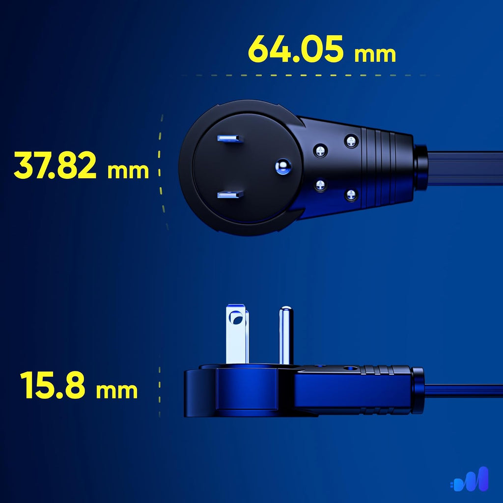 Maximm Cable 4 Ft 360° Rotating Flat Plug Extension Cord, 16/3 AWG Multi 3 Outlet 3-Prong Grounded Wire- Black - UL Certified