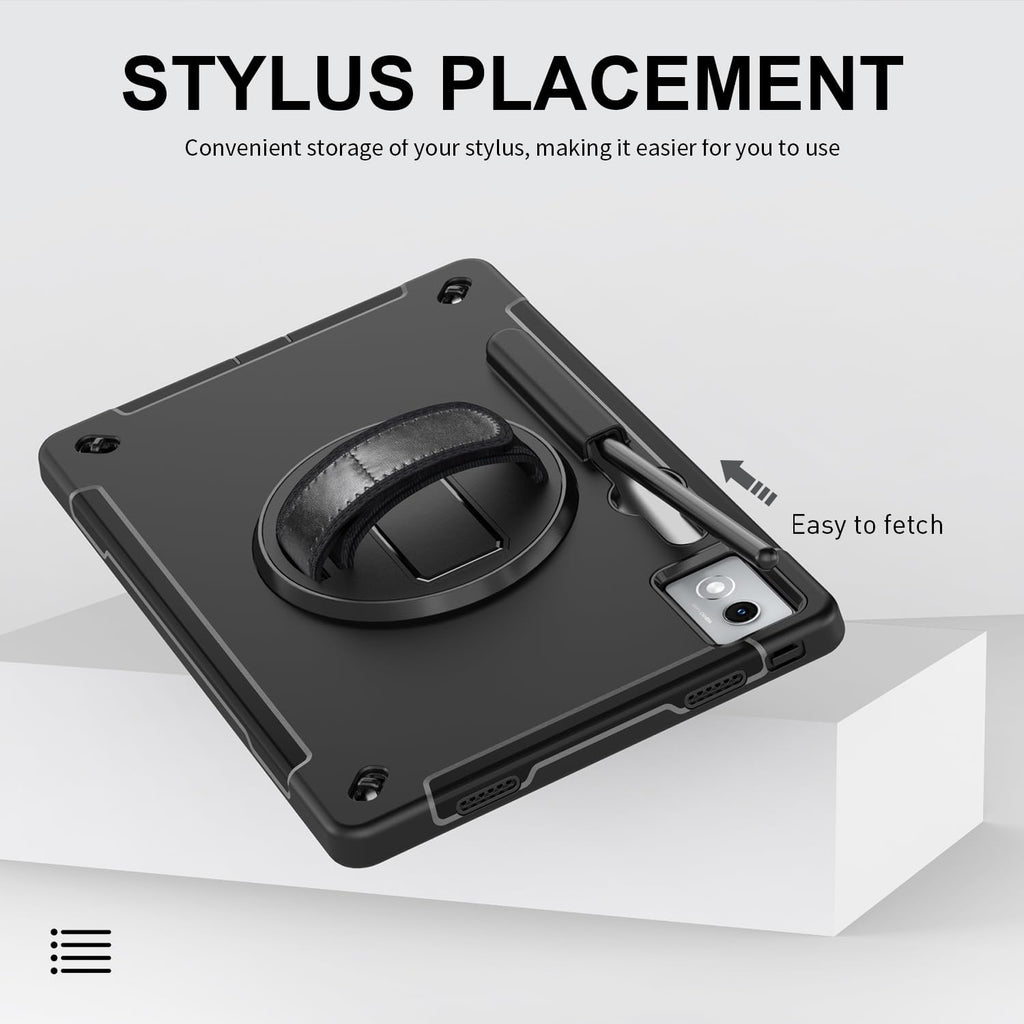ZenRich Rugged Case for Lenovo Idea Tab Pro 12.7inch,Heavy Duty Shockproof Protective Case w/ [360 Rotating Kickstand] [Hand Strap][Shoulder Belt] for Lenovo Idea Tab Pro 2025 Realease Black