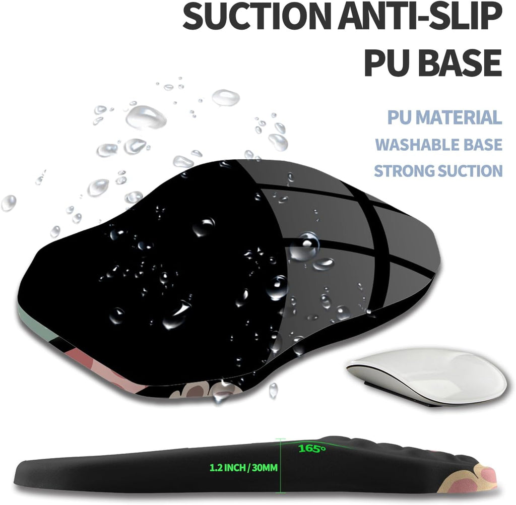 Ergonomic Raised Mouse Pad Wrist Support with Bilateral Slope Memory Foam Mousepad for Wrist Rest and Carpal Tunnel Pain Relief 11.8x7.9〃Cat Claws