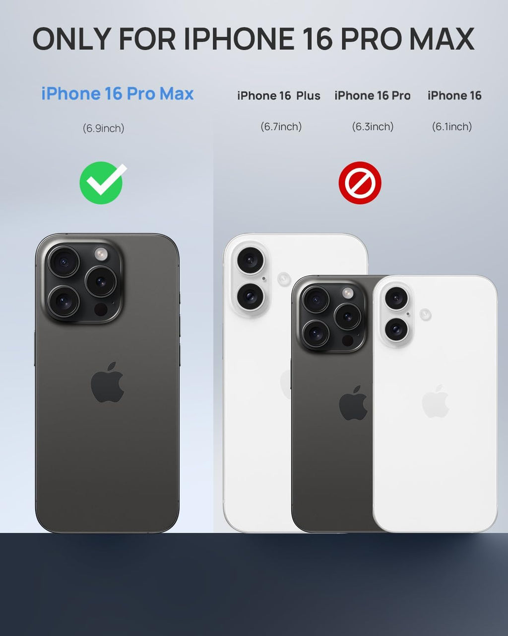 Lanhiem Magnetic for iPhone 16 Pro Max Case, IP68 Waterproof Dustproof Case, [Compatible with Magsafe] [Built-in Screen Protector] Full Body Heavy Duty Rugged Phone Cover 6.9 inch, Black/Clear
