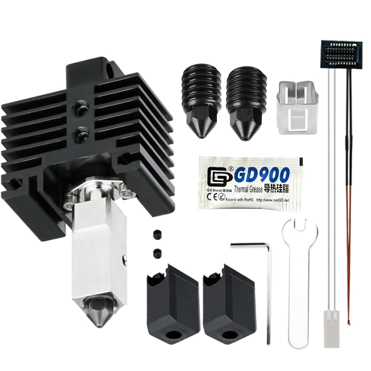 JUUPINE Upgraded Bambu Lab Hotend kit for Bambu Lab P1P/P1S 3D Printer,24V 60W Ceramic Heater HotEnd Kit with Removable Hardened Steel 0.4mm Nozzle for Bambu Labs P1 Series 3D Printers