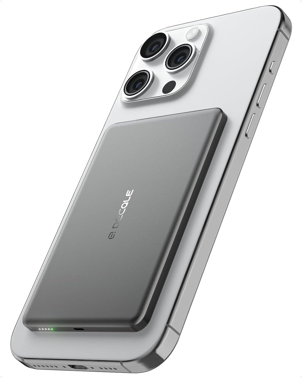 “Air” Power Bank for MagSafe 5000mAh, Ultra Slim Magnetic Wireless Portable Battery Charger Case with USB-C Cable, Compatible with iPhone 17/16/15/14/13/12 Series Only (Grey)