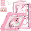 Cantis Case for iPad 11-inch (A16) 2025/ iPad 10th Generation 2022 (10.9 inch) with Screen Protector, iPad 11th Case with 360 Degree Rotating Stand/Shoulder Strap/Pencil Holder, Pink
