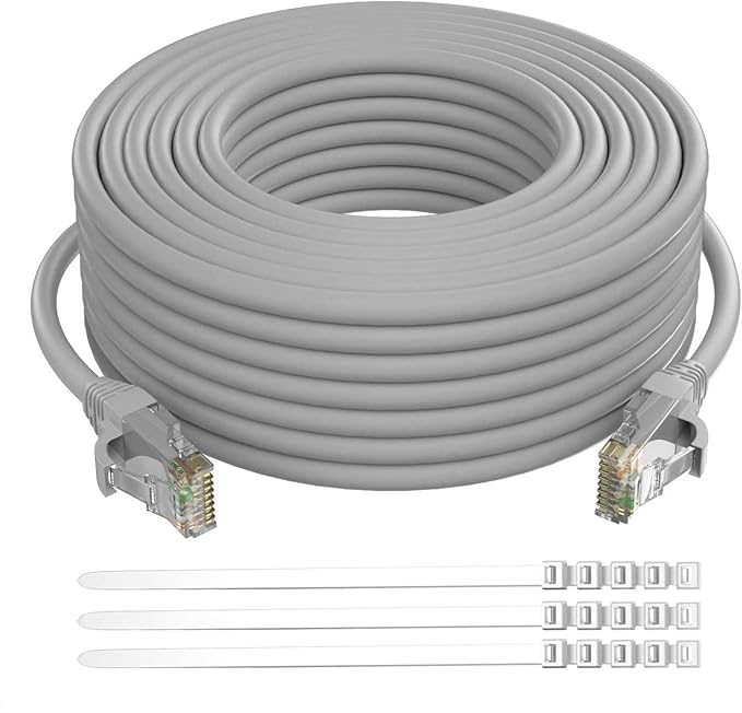 Adoreen Cat 6 Ethernet Cable 35 Ft-Gray, Outdoor & Indoor Snagless Long Round by Adoreen