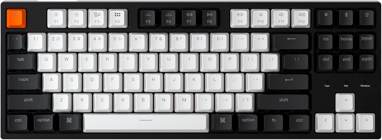 Keychron C1 Wired Mechanical Keyboard TKL, RGB Backlit with Double-Shot ABS Keycaps, 87 Keys Hot-Swappable Pre-lubed Tactile Switch Compatible with Mac Windows