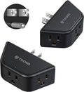 TROND 2 Pack Multi Plug Wall Outlet, 3 Way Angled Wall Outlet Extender, 3 Prong Plug Splitter, Cruise Essentials, Multiple Expander for Travel Home Hotel Dorm Room, Black