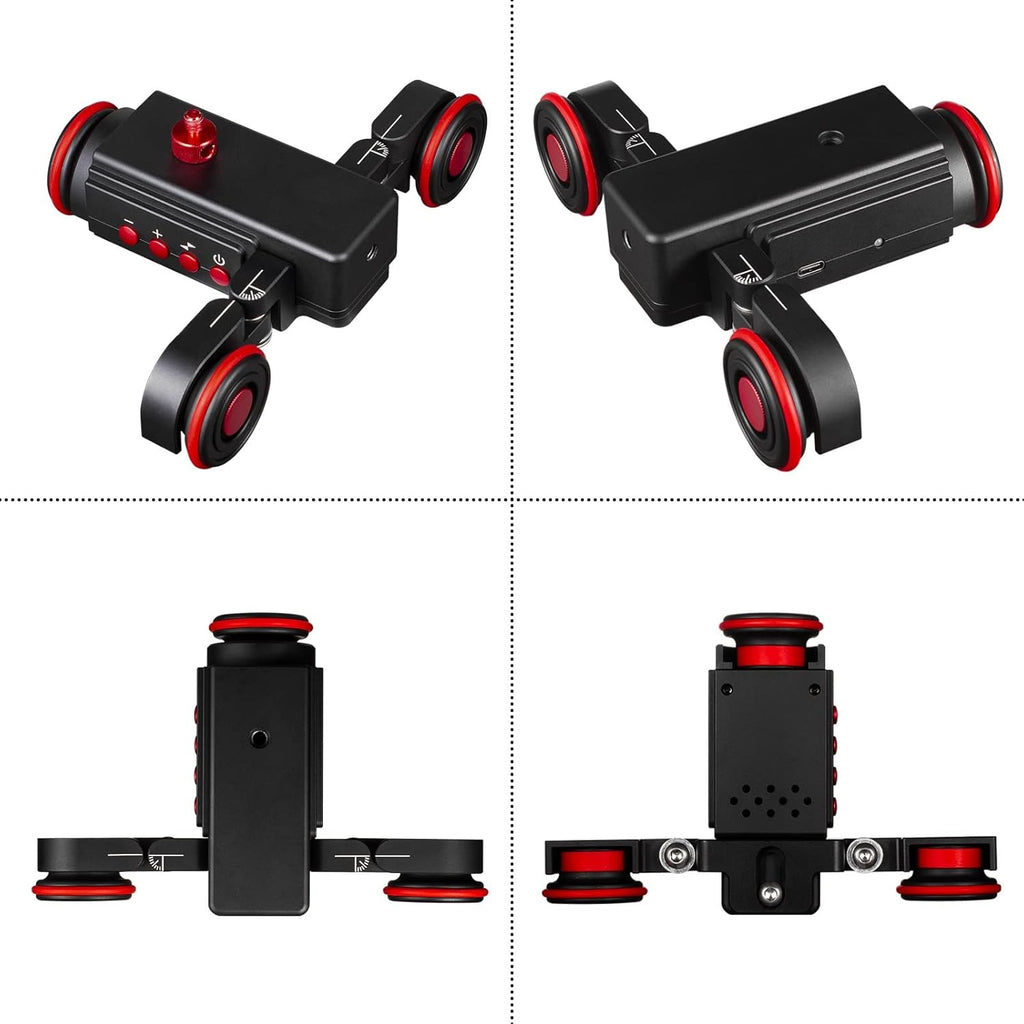 EACHSHOT Motorized Dolly Car, 3-Wheels Wireless Electric Track Rail Slider Video Camera Dolly Car with Remote Control, Compatible with DSLR Camera, Camcorder, for GoPro, iPhone, and Android Smartphone