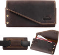topstache Leather Phone Holster with Belt Loop, Magnetic Closure Cell Case Card Holder Wallet,Leather Pouch for iPhone 14 Pro,Galaxy S23(Fits Otterbox on) L,Darkbrown, Belt Loop-Darkbrown (C0403)