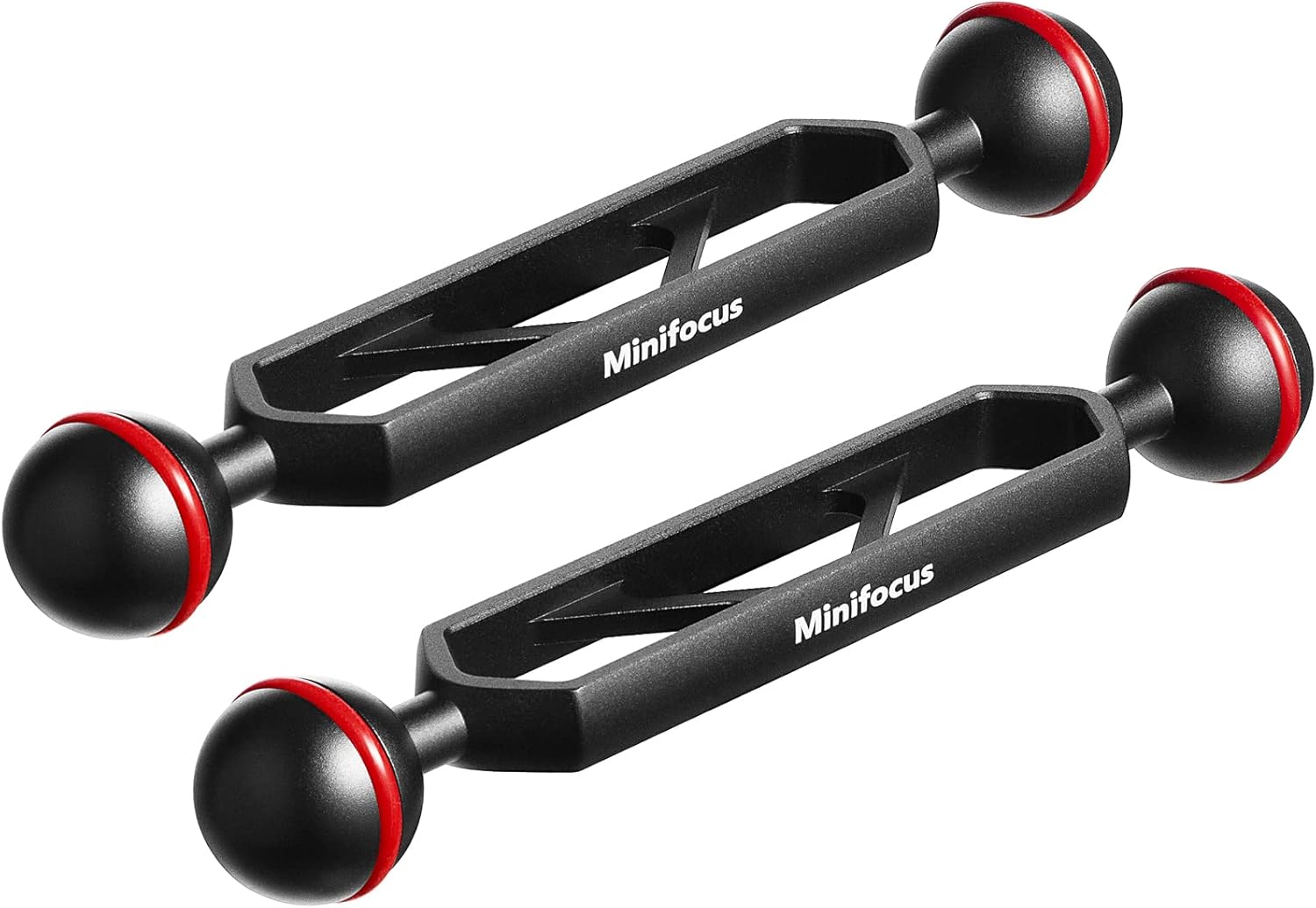 MINIFOCUS 6" Double Ball Aluminum Extension Arm, 1" Ball Head Connector Underwater CNC Arm System Ball Head Extension for Strobe/Video Light/Diving Camera Tray, Waterproof and Rustproof (2pack)