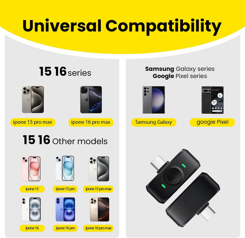 Wireless Lavalier Microphone for Type-C iPhone 15-16 iPad Andriod Series with Charging Case, AI Noise Cancellation Reverberation Lapel Mic for Video Recording YouTube Interview Live Streaming