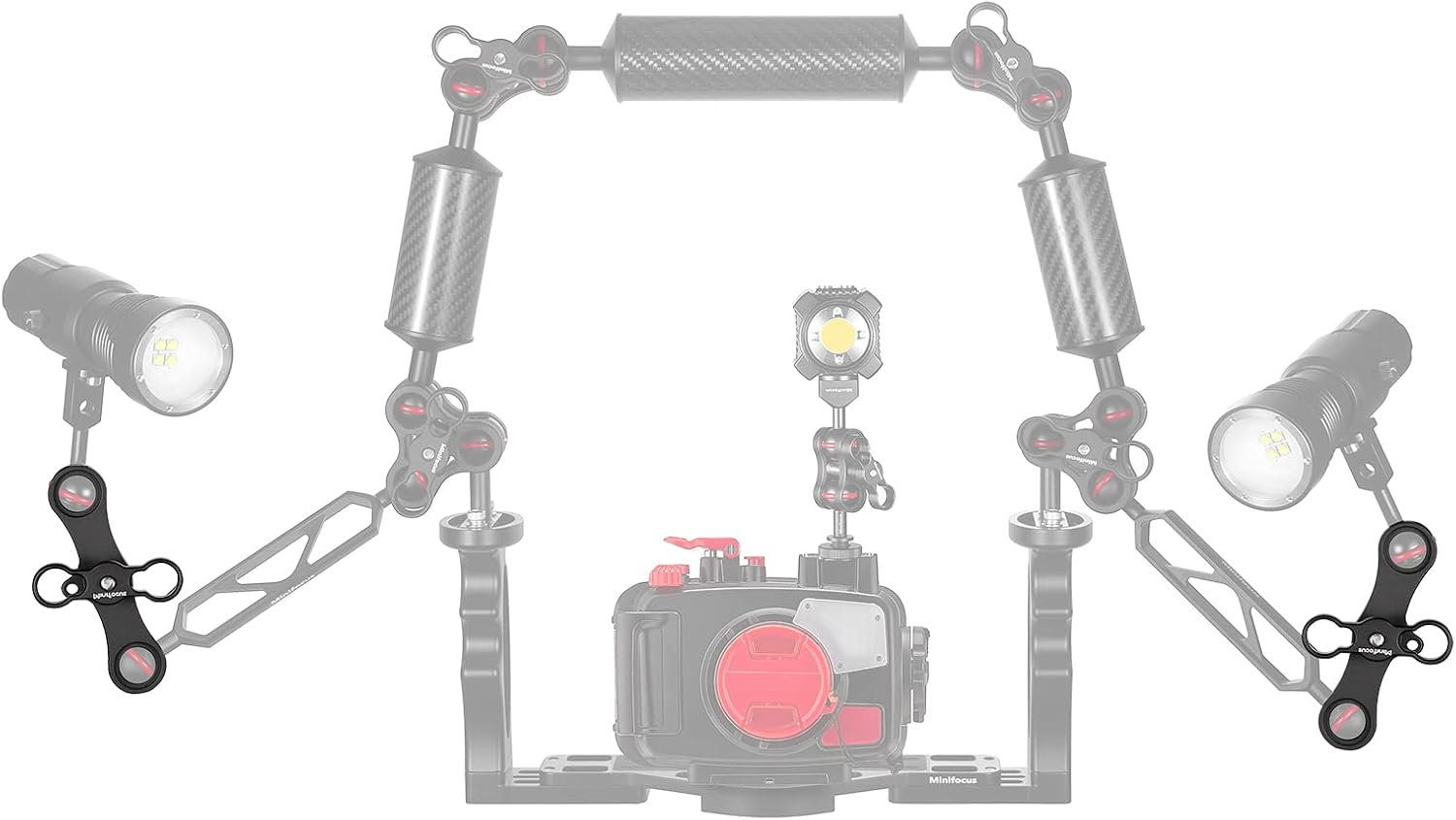 MINIFOCUS 1" Long Ball Clamp Dual Holder Mount for Underwater Photography Diving Light System, Compatible for GoPro Action Camera Flashlight Arms System(2 PCS)