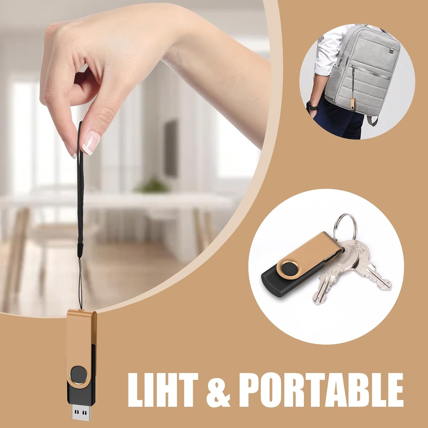 EASTBULL 2GB USB Flash Drive Bulk Thumb Drives 100 Pack with Lanyards USB 2.0 Memory Sticks Zip Drive Pen Drive for Storage and Backup Gold 100PCS 2GB