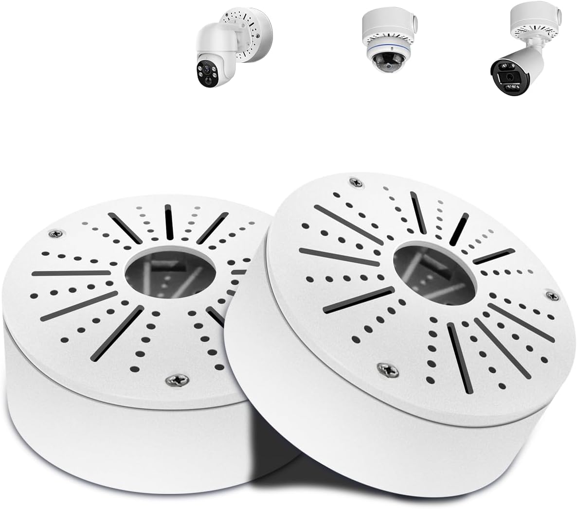WEILAILIFE 【Compatible Almost All Cameras Type】 Security Camera Junction Box, Universial Camera Junction Box Mount Bracket, Outdoor Security Camera Mount, CCTV Metal Junction Box(2 Pack)