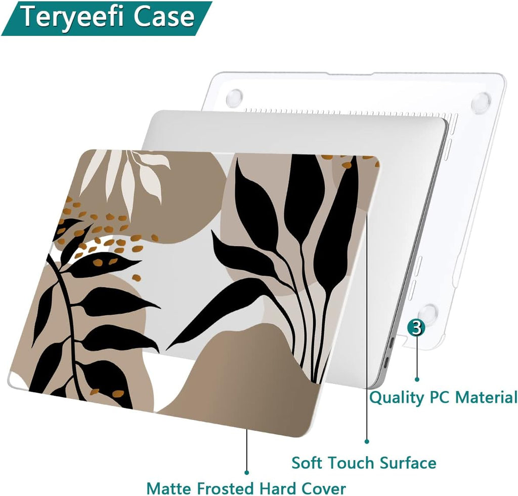 Teryeefi Compatible with 2020 MacBook Air 13 inch Case 2021 2019 Model M1 A2337 A2179 A1932, Clear Hard Shell Case & Keyboard Cover & Screen Protector for Mac Air 13 with Touch ID, Tropical Leaves