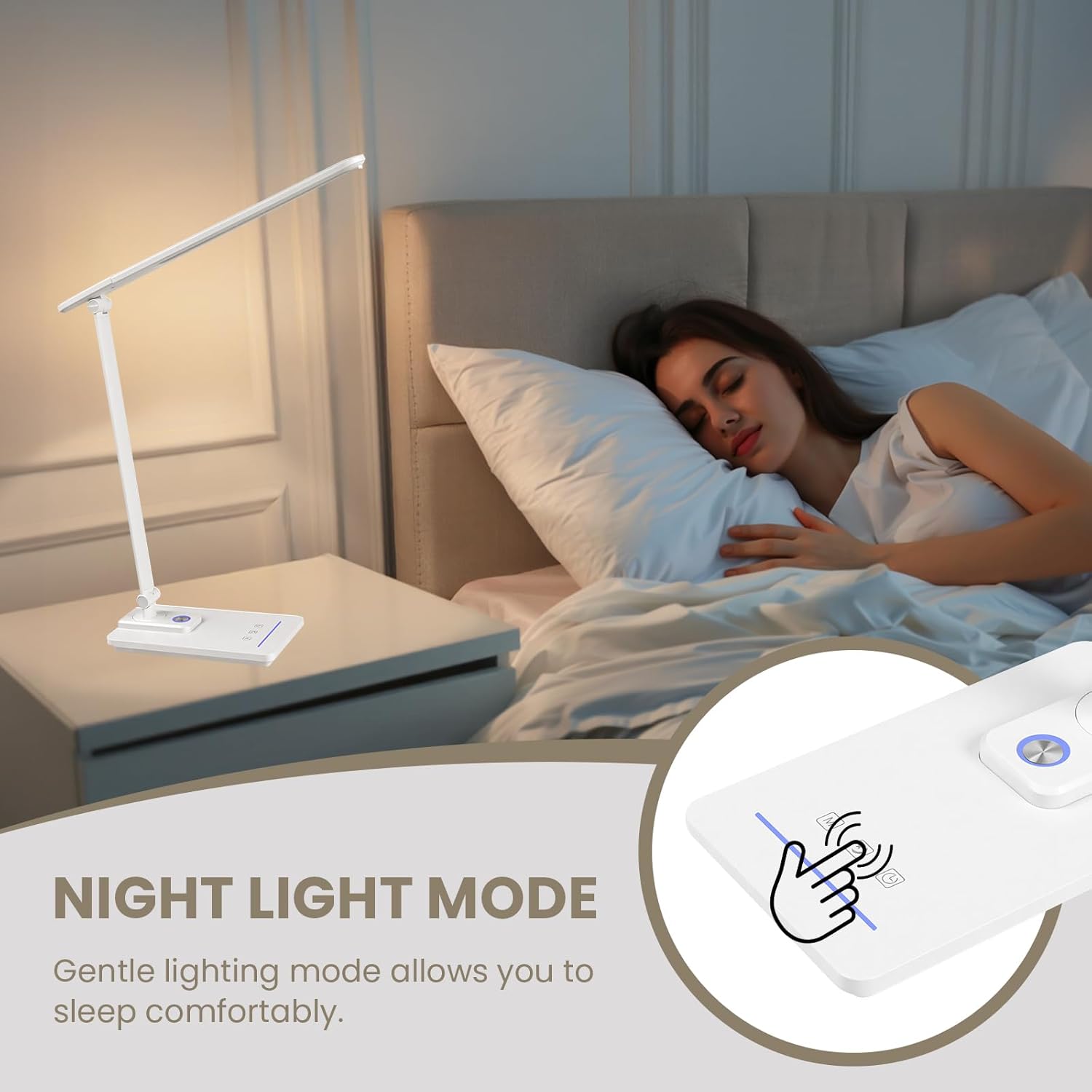 TECHNOVA LED Desk Lamp with 5 Color Temperatures | Sliding Stepless Dimming & One-Touch Timer | Foldable & Portable Design for Office/Study/Nail Art | USB Charging & Four-Axis Rotation for Small Desks