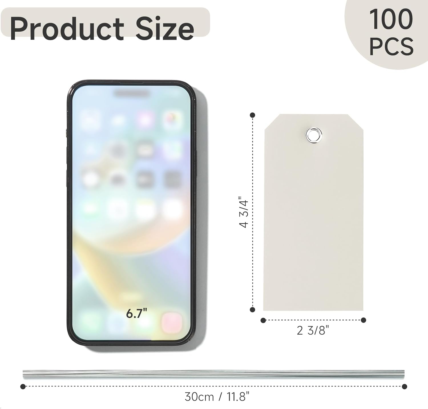 100 Pieces Plastic Shipping Tags with Wires Blank Labeling Tags Waterproof Hang Tags with Reinforcement Hole Durable Wire Tags Labels Stacking Tags for Equipment Parts (Grey, 4 3/4" x 2 3/8")