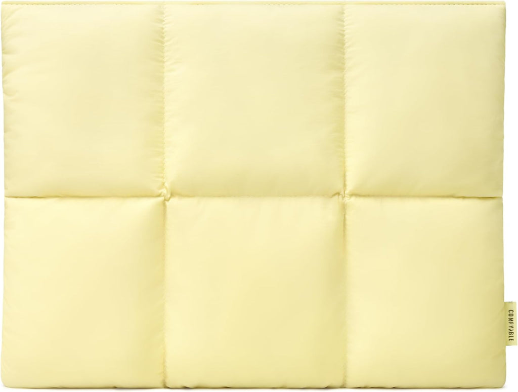 Comfyable Puffy Laptop Sleeve 15 Inch 16 Inch, Quilted Puffer Laptop Carrying Case, Pillow Pouch Compatible for MacBook Air 15 in M4 2025 & MacBook Pro 16 in M4 2024, Butter Yellow