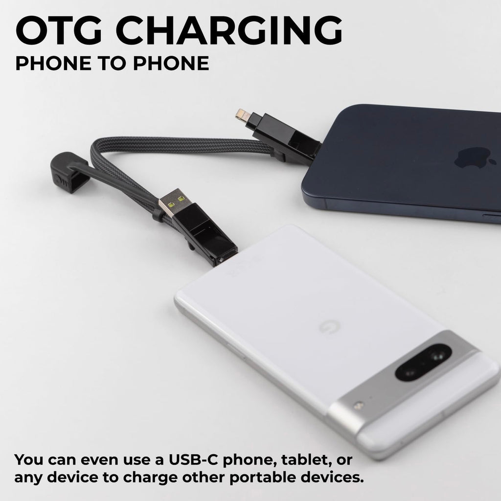 Rolling Square inCharge XL 6-in-1 Multi Charging Cable, (3X Pack) Portable USB and USB-C Cable 100W Ultra-Fast Charging, 1 Ft/0.3m, Black