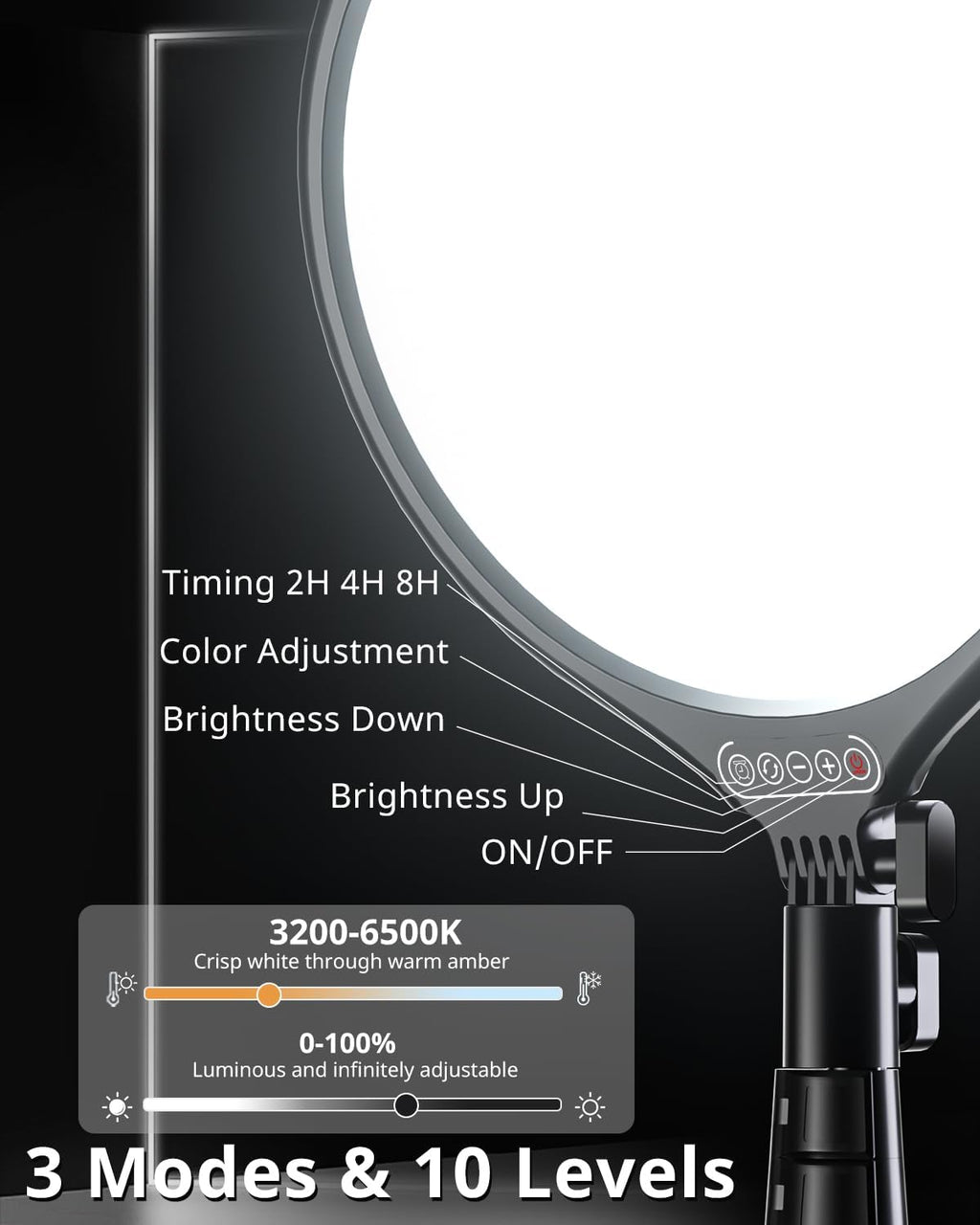 UBeesize 10" LED Light with 62" Tripod Stand, Phone Holder & Remote for iPhone, Video, TikTok, YouTube, Live Streaming, Makeup