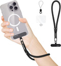 AULEEP Phone Wrist Strap for Women Men - Anti theft Phone Lanyard for Phone Case, iPhone, Cute Phone Wristlet, Hand Strap with 2 Tabs, PhoneChain, Bracelet Strap, Black