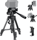 NEEWER Entry Level Version Mini Desk Phone Tripod Compatible with iPhone for Video Recording, Small Compact Table Top DSLR Camera Camcorder Webcam Stand, 3 Way Pan Tilt Head & Cell Phone Holder, TP52