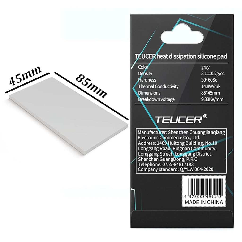 Thermal Pad 14.8 W/mK, 85x45x1mm, Non Conductive Heat Resistance High Temperature Resistance, Silicone Thermal Pads for Laptop Heatsink GPU CPU LED Cooler (1mm)