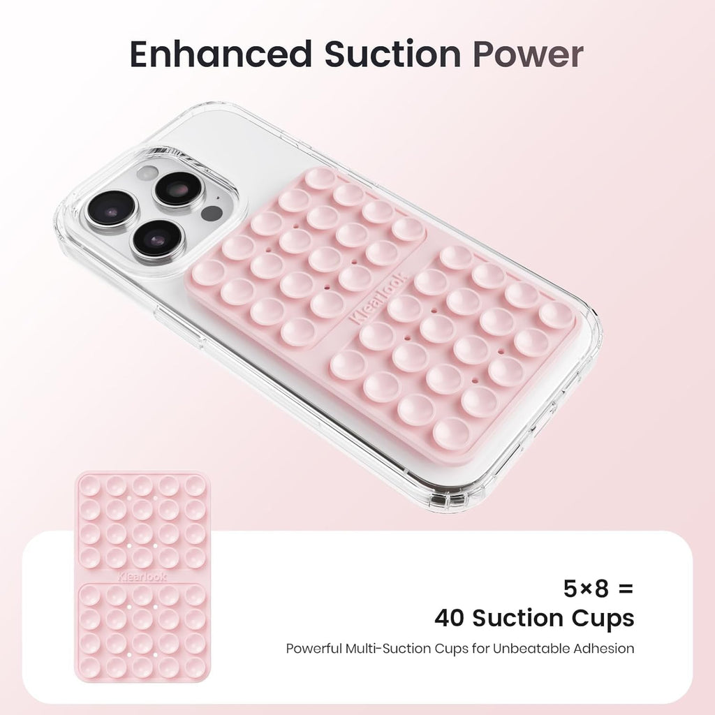 Klearlook 4Pack Silicone Suction Cup Phone Case Mount Double Sided, Sticky Phone Grip for Cell Phone, Hands-Free Phone Accessories for Selfies and Videos, Light Blue & Light Pink & Black & White