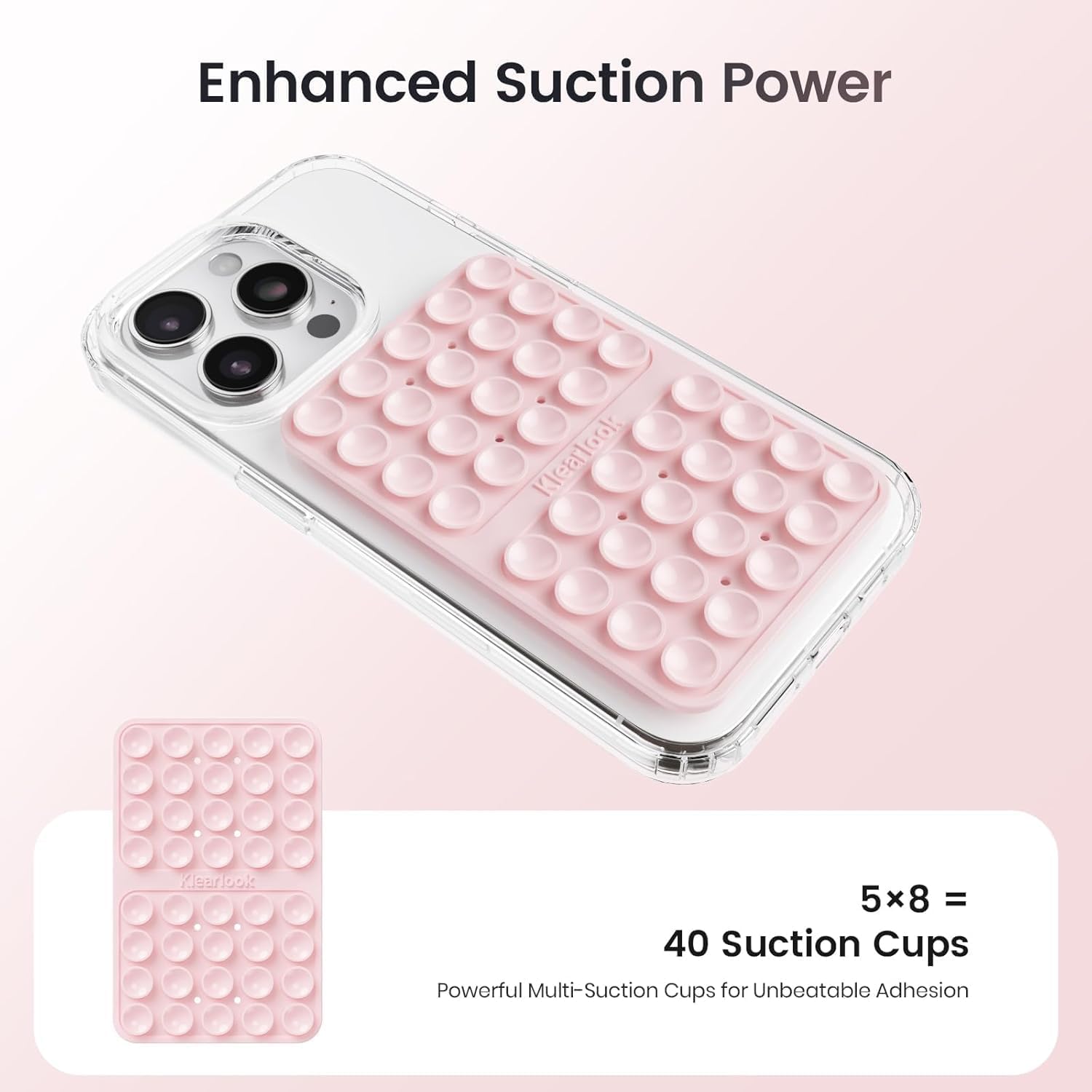Klearlook 4Pack Silicone Suction Cup Phone Case Mount Double Sided, Sticky Phone Grip for Cell Phone, Hands-Free Phone Accessories for Selfies and Videos, Light Blue & Light Pink & Black & White