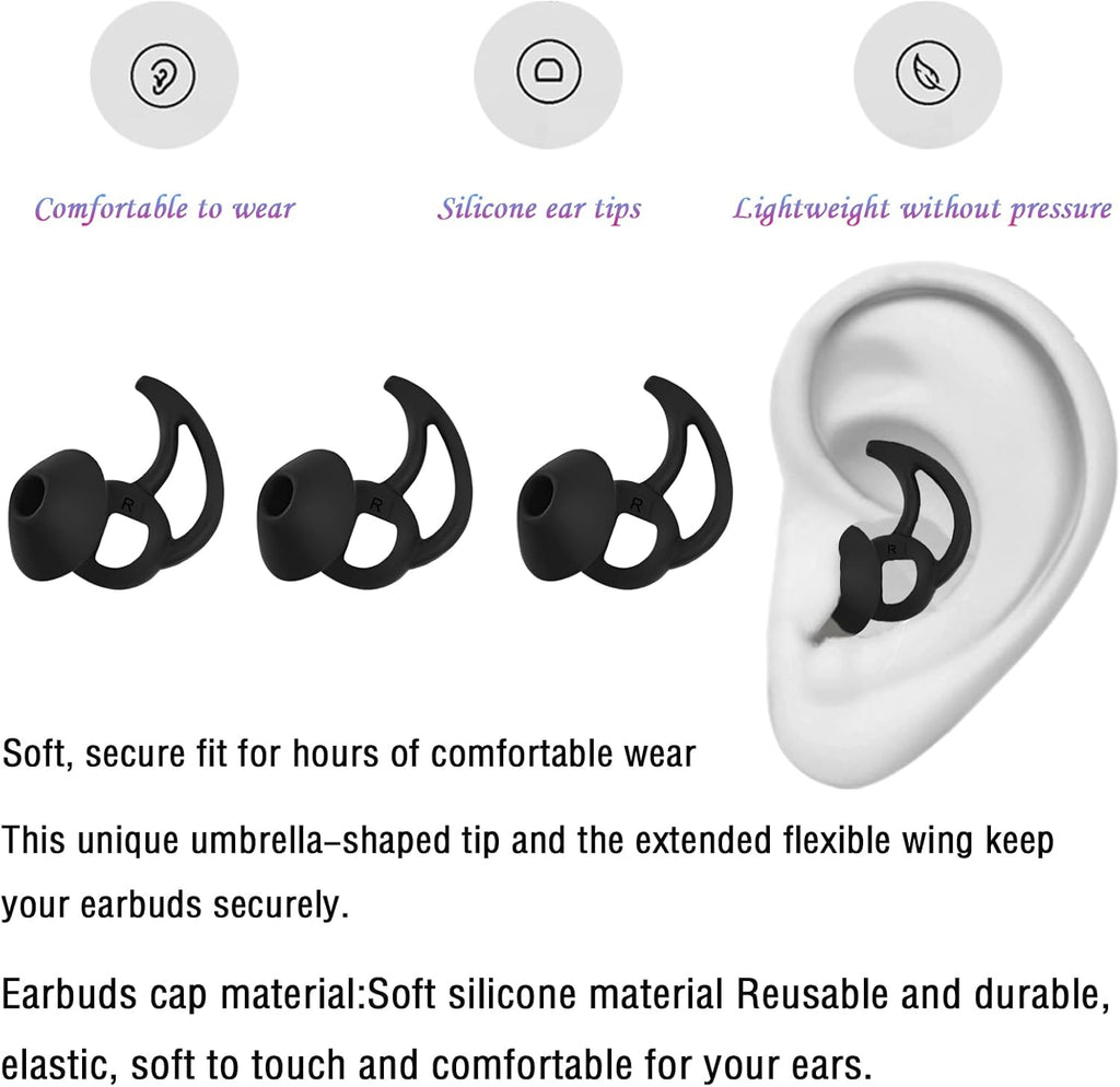 Silicone Replacement Earbud Tips Earbud Covers Ear Tips Compatible with Bose Quietcomfort and Sport Headphone Rubber Tips Large 3 Pairs