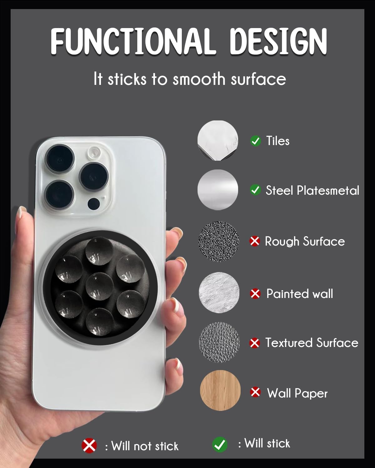 Magnetic Silicone Suction Cup Phone Mount with Hands-Free Stand - Perfect for Selfies, Videos, Durable, Secure Grip, One-Touch Holding, Lightweight, Sleek Design (Pink)