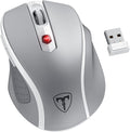 D-09 Wireless Mouse for Laptop - Ergonomic Plus Computer USB Cordless Mice, Ergo Grips, Lightspeed 5-Level 2400 DPI, 16 Months Battery Life, Portable for PC Mac Chromebook, 6 Button, Mithril