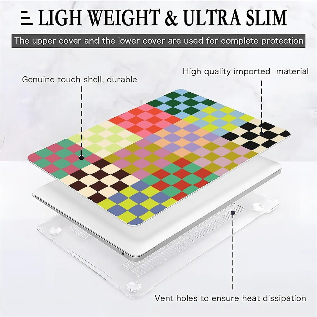 Compatible with MacBook Air 13.3 13.6 Inch Case 2022 2021 2020 2019 Plastic Hard Shell Case Cover,13.3 Pro(A1706/A1708/A1989/A2159/A2289/A2338), Colorful Checker