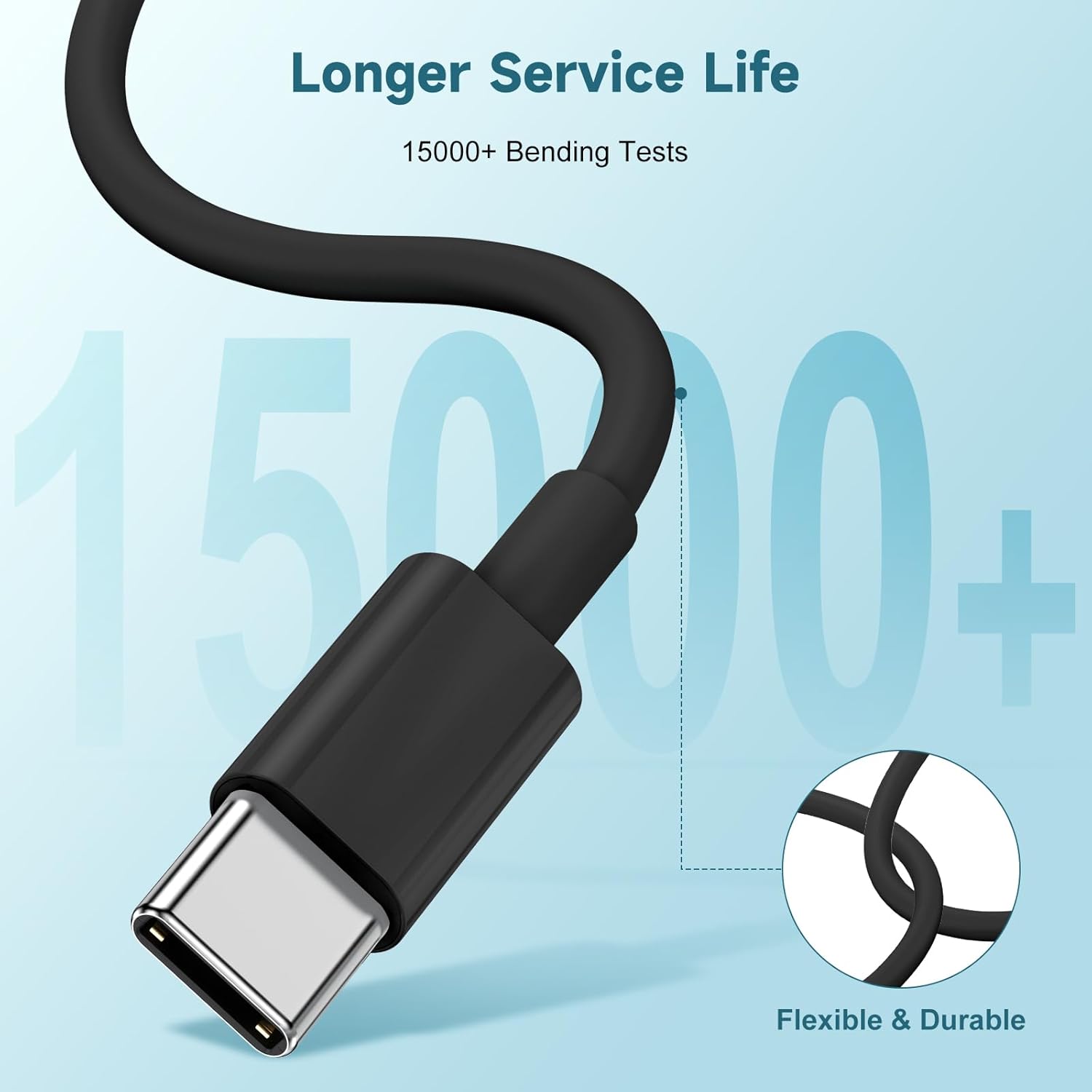 60W USB C to C Cable [3Pack] iPhone 15 Fast Charging Cable,6ft Long USB-C to USBC Power Cord for iPhone 16/15 Pro Plus Pro Max, MacBook Pro Air/IPad/iPad Pro 12.9/11,AirPods 4(Black)