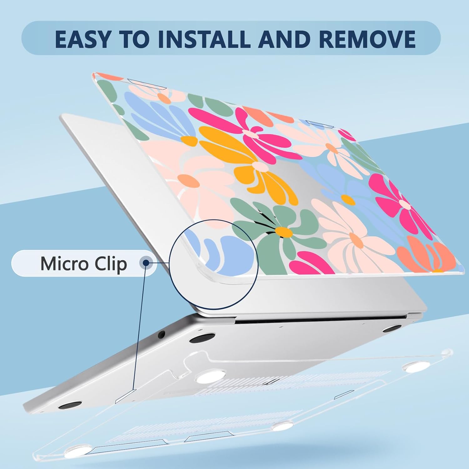 Compatible with MacBook Air 13.6 inch Case, M4 A3240/M3 A3113/M2 A2681 (Released 2025 to 2022), Hard Shell, Keyboard Cover, Screen Protector, Webcam Cover & Type-C Adapter, ColorfulFlowers