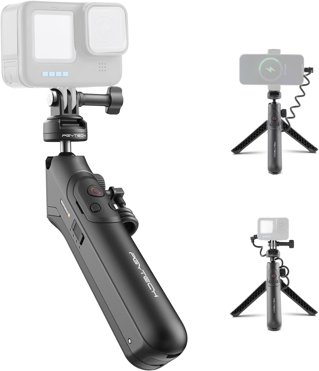 PGYTECH CapLock MantisPod Power for Gopro, Charging Handle Grip Mount with Remote Control, 5000mAh Battery Power Selfie Stick, Vlog Attachment Tripod Monopod Bank for Gopro 13/12/11/10, Phone