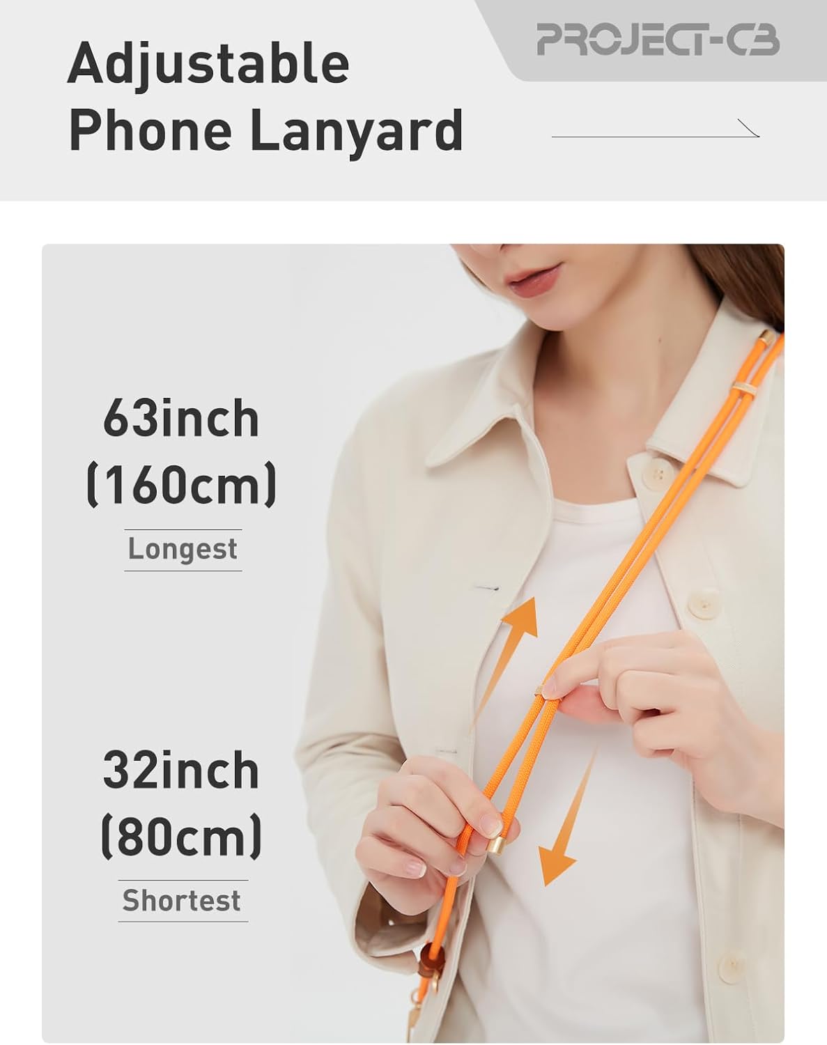 project-cb Cell Phone Lanyard 1,Phone Tether Tab 2,Crossbody Strap,Lanyards for Around the Neck,Adjustable Strap 80-160cm (Magenta-S)