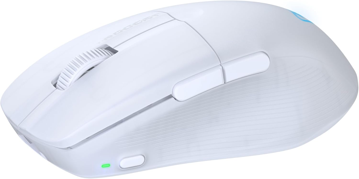 Turtle Beach Pure Air - Ultra-Light Wireless Ergonomic RGB Gaming Mouse, 26K DPI Optical Sensor, 125 Hour Battery, Dual Wireless System, Titan Optical Switches, Bluetooth, RGB Illumination - White