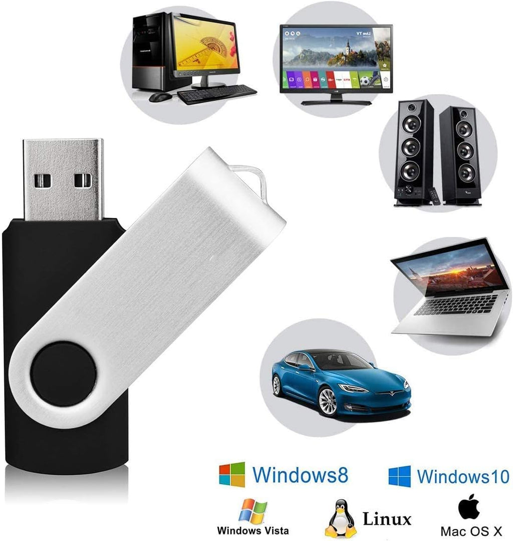 KEXIN 100 Pack 1GB USB Flash Drive Bulk Pack Thumb Drive Bundle USB Drives Jump Drive USB Stick 1 GB Swivel Design Memory Stick Black