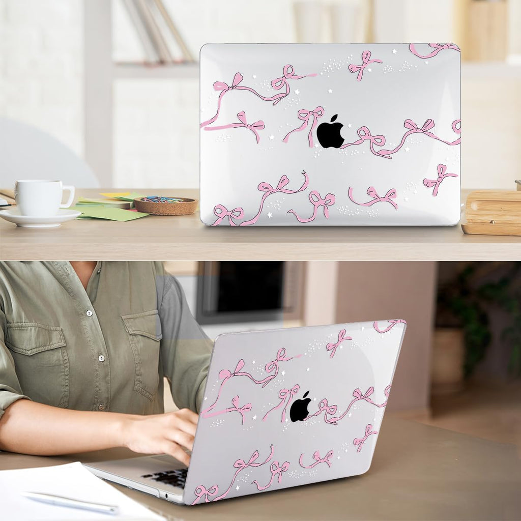 Compatible with MacBook Air 13.6 inch Case 2025 2024 2023 2022 Release M4 A3240 M3 A3113 M2 A2681 with Touch ID, Plastic Hard Shell Case&Keyboard Cover&Screen Protector&Webcam Cover, Bows