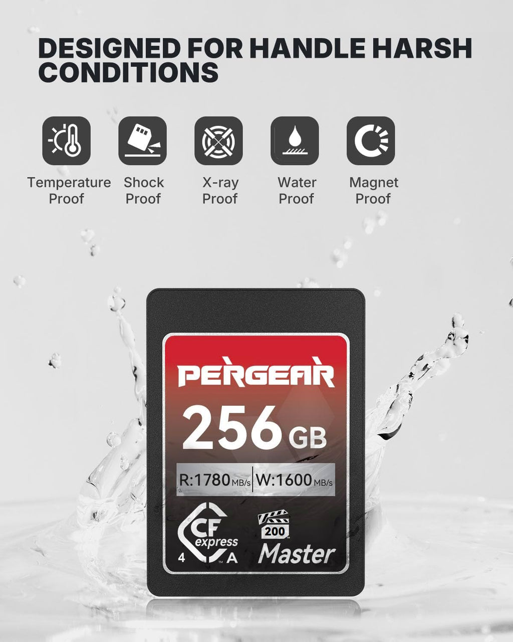 Pergear 256GB CFexpress 4.0 Type A Memory Card VPG200, Up to 1780MB/s Read Speed & 1600MB/s Write Speed for 4K 120P, 8K 30P Video Recording(Master Series), Compatible for Sony Alpha & FX Cameras