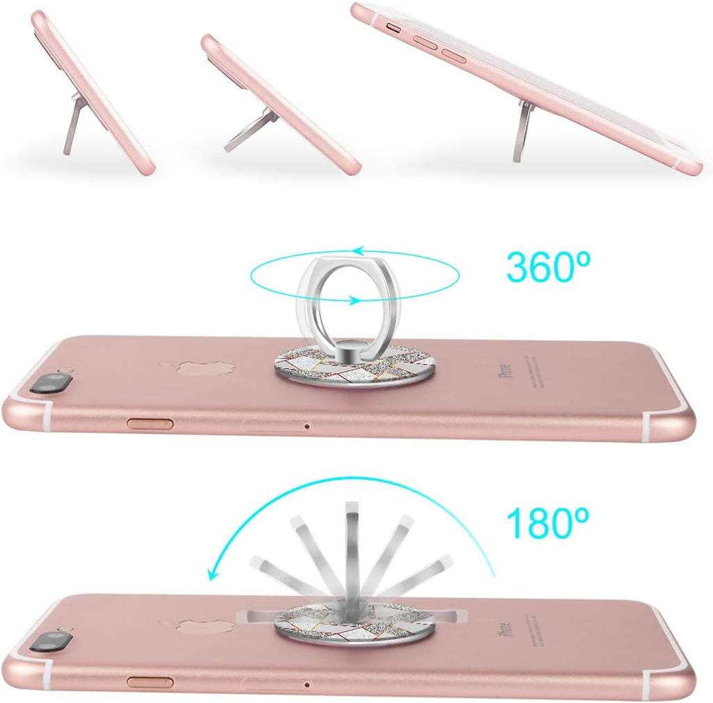Bonoma Phone Ring Grip, 3 Pack Geometric Marble 360 Degree Rotation 180 Degree Flip Finger Ring Stand Holder Compatible with Smartphones and Tablets