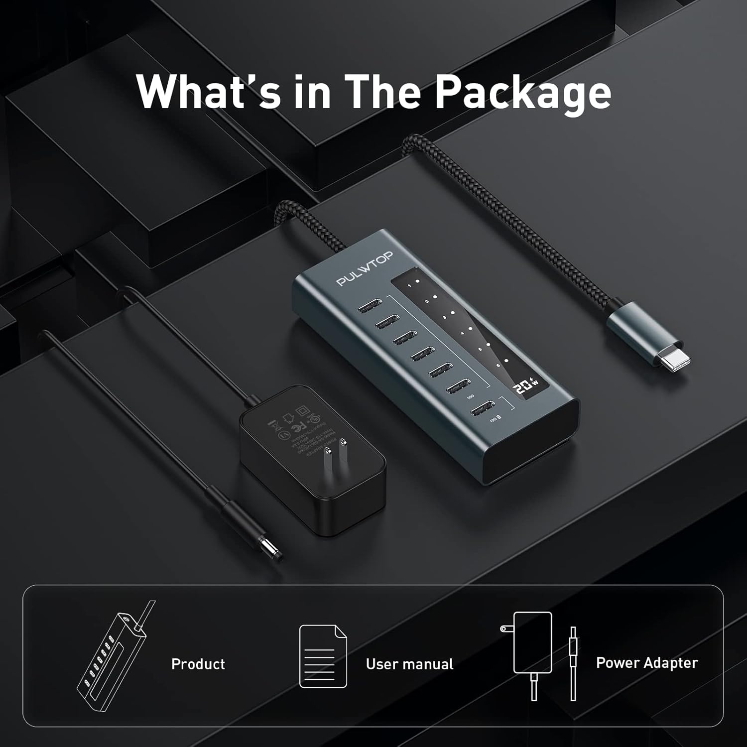 USB C Hub for Laptop, 7 in 1 10Gbps USB Adapter Support Data & Charging(Not Support Video), USB Hub 10Gbps Ports for iMac, MacBook Pro/Air, iPad, XPS, USB Hub Multiport Adapter