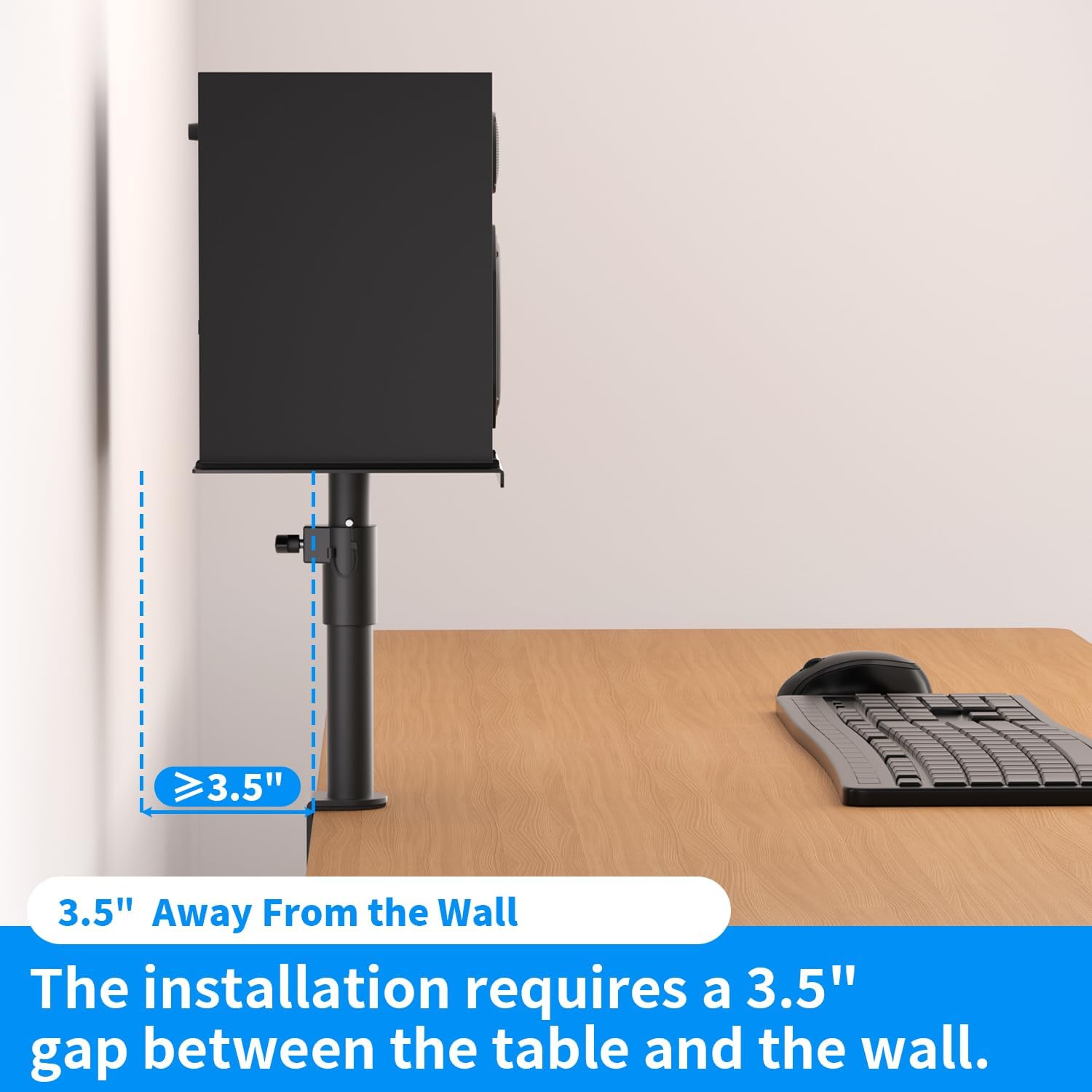 suptek Clamp-on Speaker Stand Desk Mount Set, Height Adjustment, Swivel, 9.6 x 8.8 inch Trays, Universal Audio Holders for Computer and Bookshelf Speakers, Elevated Sound, 2 Pack, Black, SDM001G