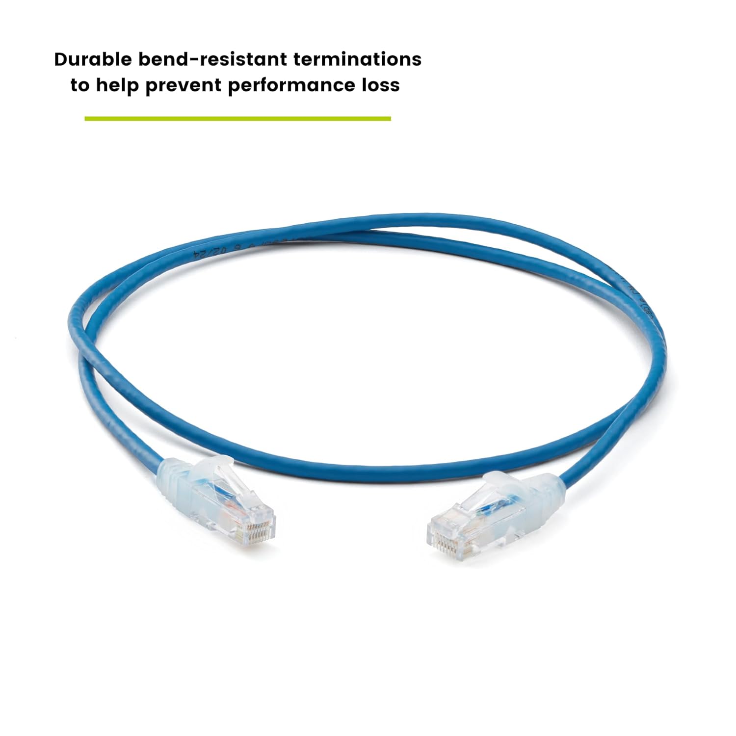 TRUECABLE Cat6 Component Rated Patch Cable, Unshielded (U/UTP), 2ft, Blue, 28AWG Solid Copper, Snagless 10G High-Speed Ethernet Cable, PoE++ 4PPoE 100W, UL Listed, RoHS-3, 5 Pack