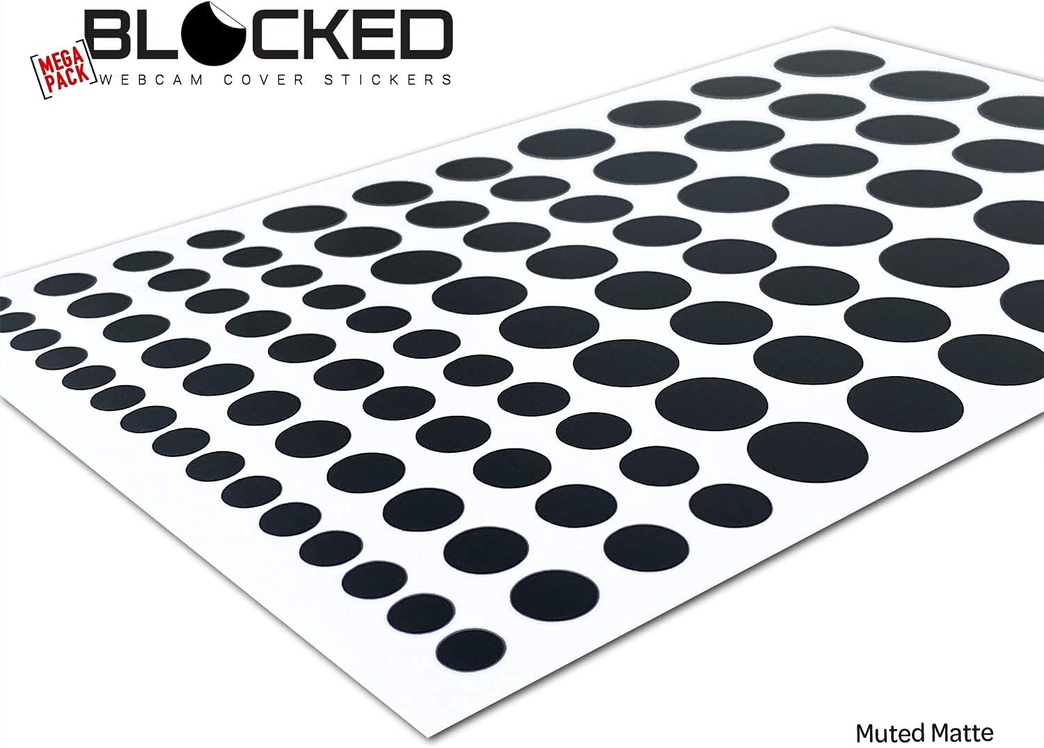 BLOCKED Stackable Webcam/Camera Vinyl Covers | 95 Low-Tack Restickable Webcam Sticker | 5-Sizes | Black 95-Pack (Muted Matte)