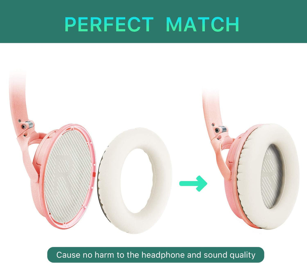 Replacement Ear Pads for Bose QuietComfort 35 (QC35) & Quiet Comfort 35 II (QC 35 ii) Headphones, EarPads Cushions with Noise Isolation Memory Foam, Softer Protein Leather, Added Thickness