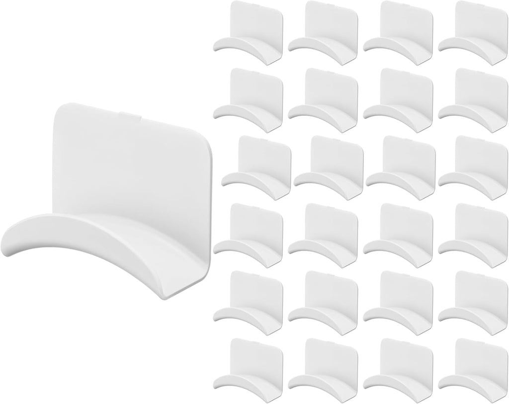 24 Pcs Headphone Wall Hangers Adhesive Gaming Headset Holder Hooks for Wall Mount Strong Universal Stand Hooks for Most Headphone Controller, Hat, Baseball Caps, Closet, Door (White)